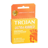 Trojan, Trojan Condoms Ultra Ribbed Lubricated Latex, 3 each