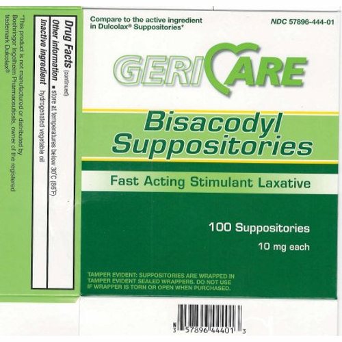 Laxative Suppository Geri-Care® Bisacodyl USP 12 per Box 10 mg