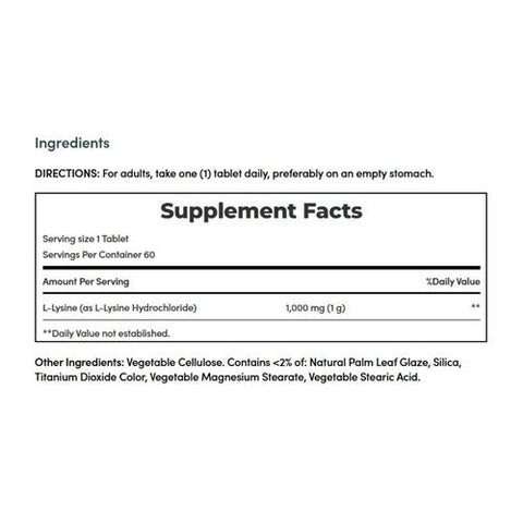 Nature's Bounty, L-lysine, 1000 Mg, 60 tabs Nature's Bounty