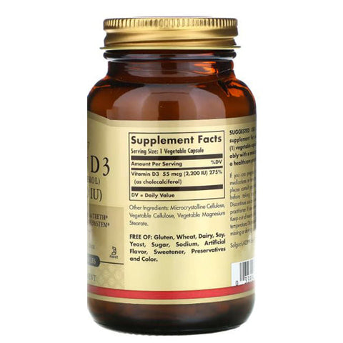 Solgar, Vitamin D3, 55 Mcg, 100 Veg Caps Solgar