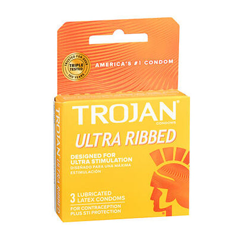 Trojan, Condoms Ultra Ribbed Lubricated Latex, 3 each