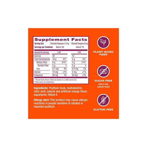 Metamucil, 4 In 1 Fiber Powder Sugar Free Orange, 15 Oz Metamucil