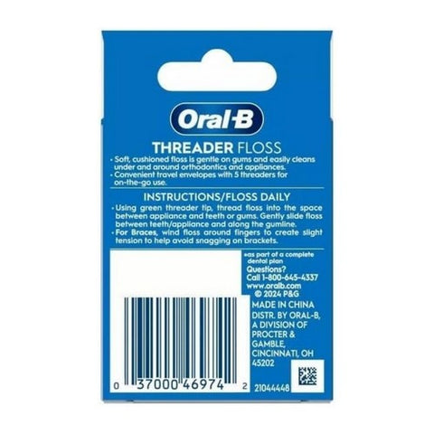 Oral-B, Threader Dental Floss for Bridges Braces And Implants, 30 Count Oral-B