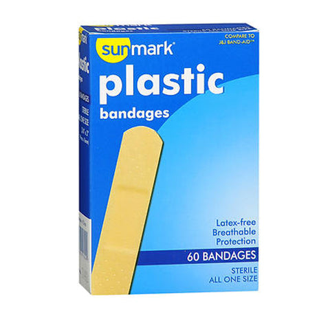 Sunmark, Plastic Bandages All One Size, 60 Count