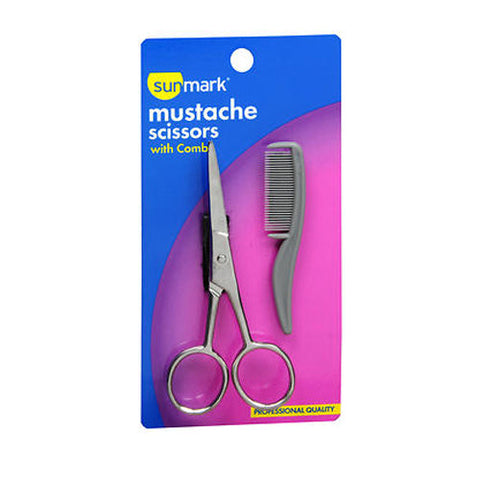 Sunmark, Mustache Scissors With Comb, 1 each Sunmark