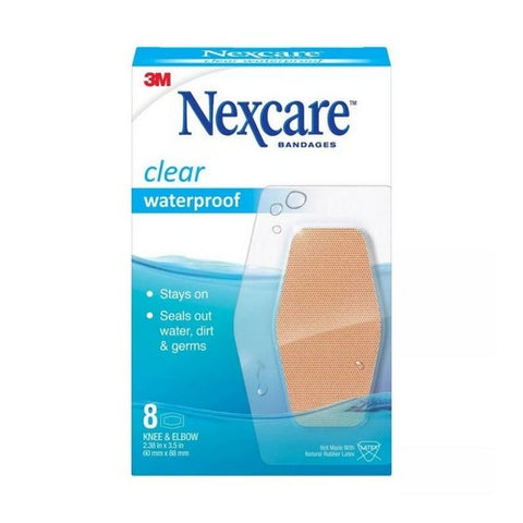 Nexcare, Bandages Waterproof Knee & Elbow 2.38 X 3.5 Inch Clear, 8 Each Nexcare