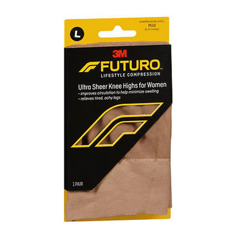 3M, Futuro Ultra Sheer Knee Highs for Women Large Nude Mild, 1 Pair