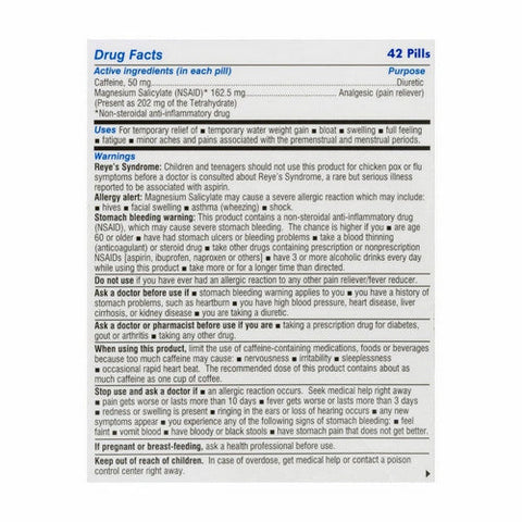 Diurex, Gentle Diuretic Water Pills Plus Pain Relief, 42 Count Diurex