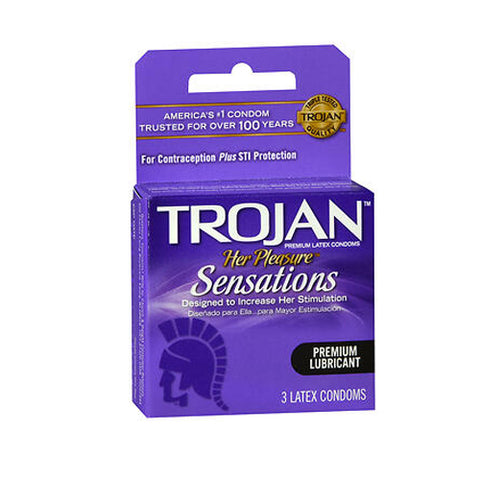Trojan, Her Pleasure Sensations Lubricated Premium Latex Condoms, 3 each