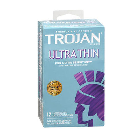 Trojan, Ultra Thin Condoms For Ultra Sensitivity Lubricated Latex Condoms, 12 Count