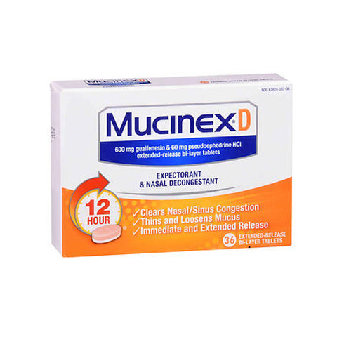 Mucinex, D Expectorant And Nasal Decongestant, 36 tabs