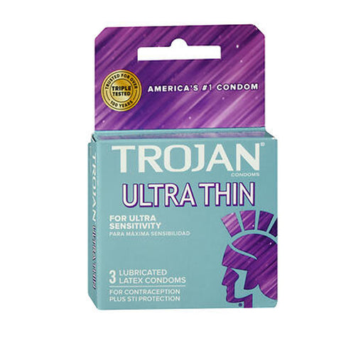 Trojan, Sensitivity Ultra Thin Lubricated Premium Latex Condoms, 3 each