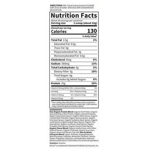 Garden of Life, Raw Organic Protein Powder Vanilla, Vanilla 631 g