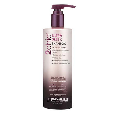 Giovanni Cosmetics, 2chic Brazilian Keratin and Argan Oil Ultra-Sleek Shampoo, 24 OZ