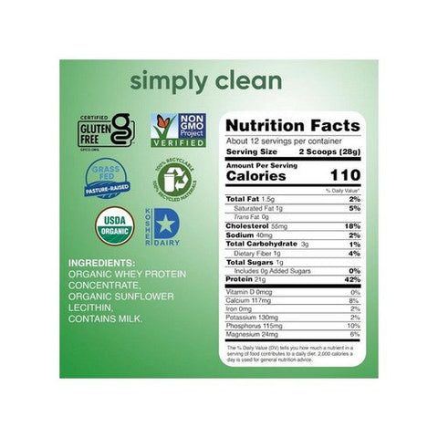 Tera's Whey, Organic Whey Protein Unsweetened, 12 Oz Tera's Whey