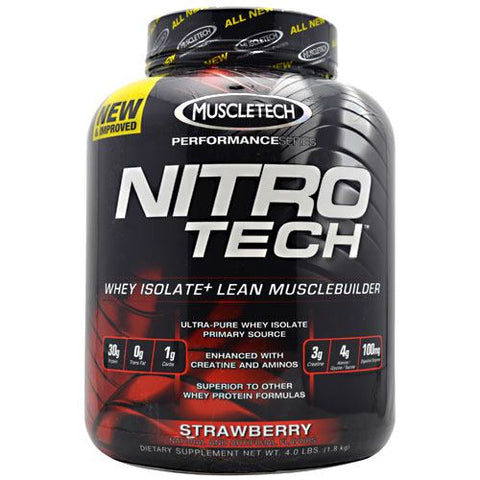 Muscletech, Nitro Tech Performance Series Whey Isolate, Strawberry 4 lbs