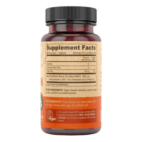 Deva Vegan Vitamins, Vegan Sea Buckthorn Berry Oil-Omega-7, 90 VEG CAPS