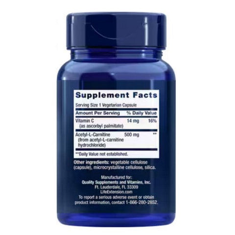 Life Extension, Acetyl L Carnitine, 500 Mg, 100 Veg Caps Life Extension