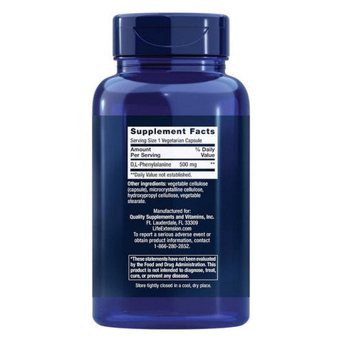 Life Extension, D - L-Phenyalanine, 500 Mg, 100 Veg Caps Life Extension