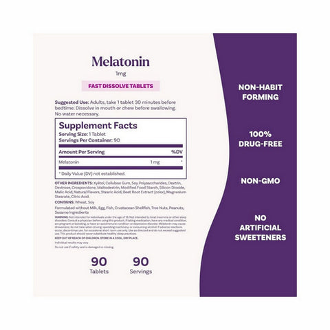 Natrol, Melatonin, 1 mg, Fast Dissolve 90 Tabs
