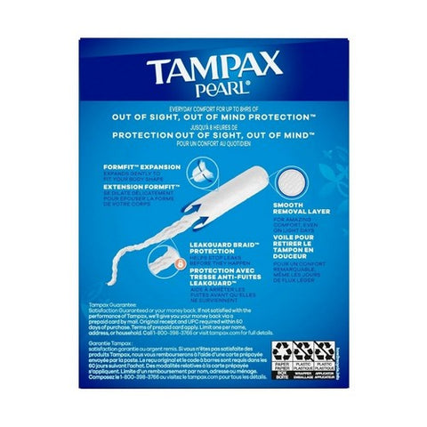 Tampax, Pearl Tampons Regular Absorbency Unscented, 18 Count Tampax
