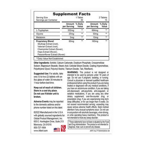 Alteril, All Natural Sleep Aid, 30 Tabs