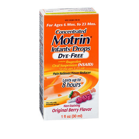 Motrin, Concentrated Dye-Free Infants Drops, 50 mg, Original Berry Flavor 1 oz