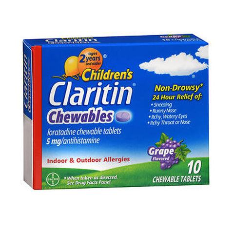 Claritin, Children's 24 Hour Allergy Relief Chewable Tablets, 5 mg, Grape Flavored 10 Tabs