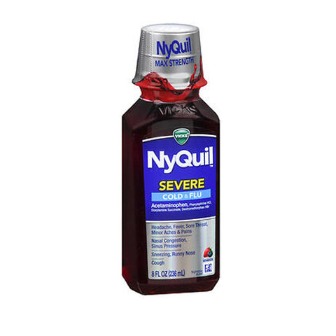 Vicks, NyQuil Severe Cold Flu Liquid, Berry Flavor 8 oz