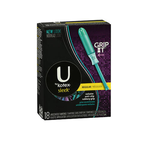 U By Kotex, Sleek Tampons Plastic Applicator, 18 Each, Unscented Regular