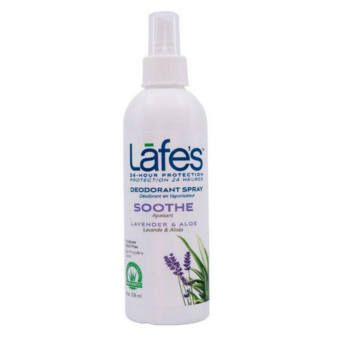 Lafes Natural Body Care, Deodorant Spray Soothe Lavender And Aloe, 4 oz