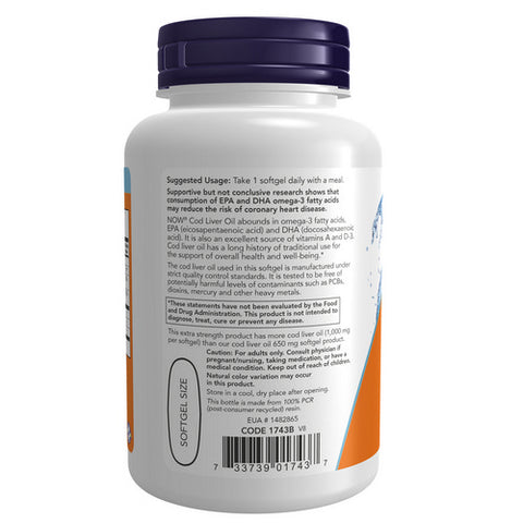 Now Foods, Cod Liver Oil, 1000 mg, 90 SoftGels
