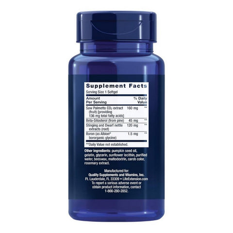 Life Extension, Super Saw Palmetto Nettle Root Forumla  With Beta Sitosterol, 60 SoftGels