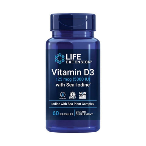 Life Extension, Vitamin D3 with Sea-Iodine, 125 mcg (5000 IU), 60 Caps