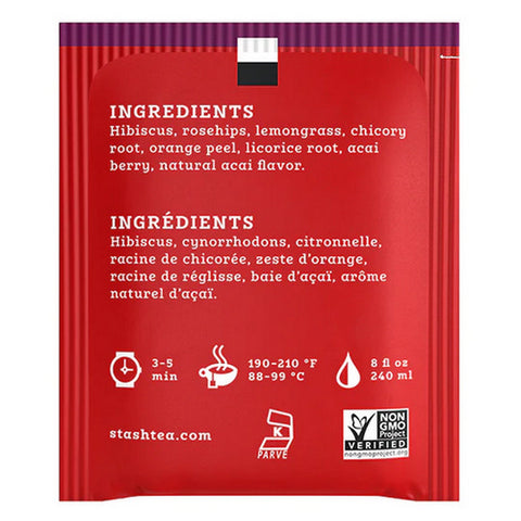 Stash Tea, Acai Berry Tea Caffeine Free, 18 Bags