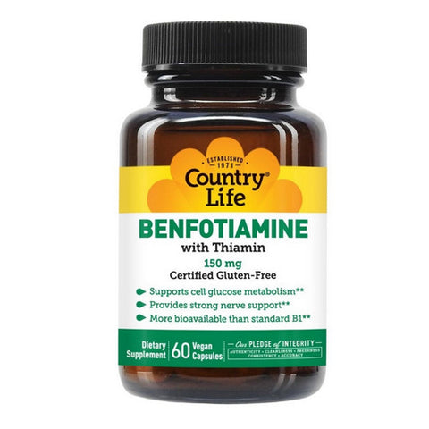 Country Life, Vitamin B1 with Benfotiamine, 60 Vcaps