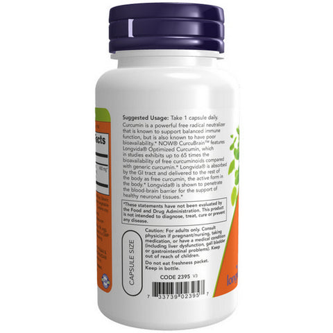 Now Foods, CurcuBrain, 400 mg, 50 Vcaps
