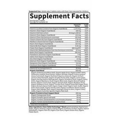 Garden of Life, Organics Mens 40 Plus Multi, 60 Tabs