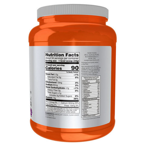 Now Foods, Instantized Micellar Casein Unflavored, 1.8 lbs