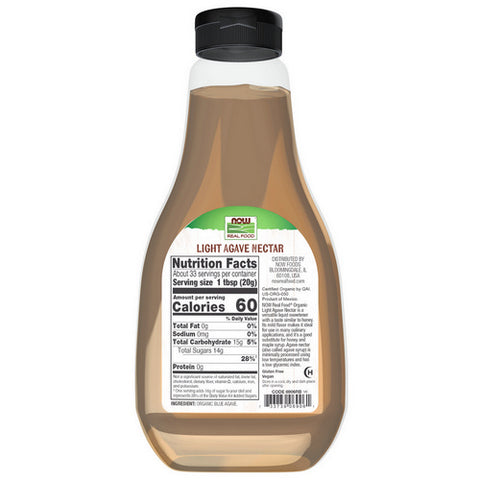 Now Foods, Organic Light Amber Agave Nectar, 23.28 Oz