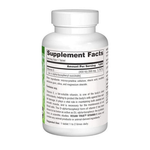 Source Naturals, Vegan True Vitamin E D-Alpha Tocopheryl Succinate, 400 IU, 50 Tabs Source Naturals