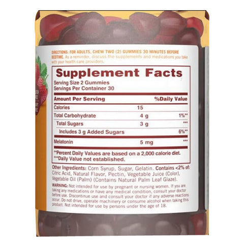 Sundown Naturals, Sundown Naturals Melatonin Gummies, 5 mg, Strawberry Flavor 60 Each