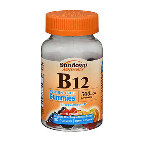 Sundown Naturals, Vitamin B12 Gummies, 500 mcg, Assorted Fruit Flavors 50 Each