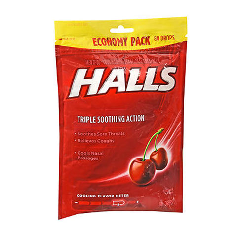 Halls, Mentho-Lyptus Drops, Cherry 80 Each