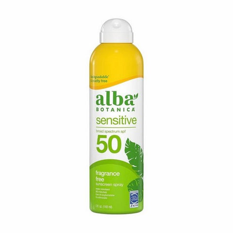 Alba Botanica, Very Emollient Clear Spray Sunscreen SPF50, 5 Oz (Fragrance Free)