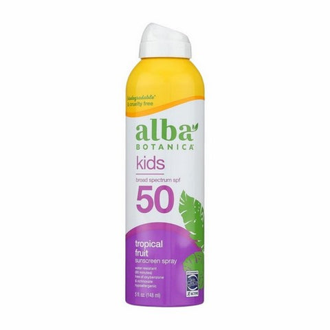 Alba Botanica, Very Emollient Active Kids Clear Spray Sunscreen SPF50, 5 Oz