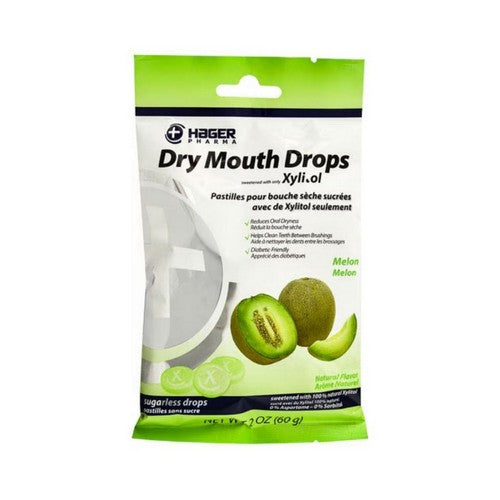 Hager Pharma, Xylitol Dry Mouth Sugar Free Drops Melon, 2 Oz