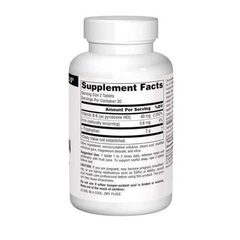 Source Naturals, L-Tryptophan with Vitamin B-6, 1000 mg, 60 Tabs