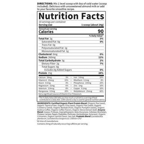 Garden of Life, Organic Plant Protein, Smooth Coffee 9 oz