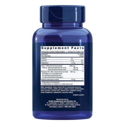 Life Extension, Super Omega 3 EPA And DHA Fish Oil, 120 Enteric Coated Softgel